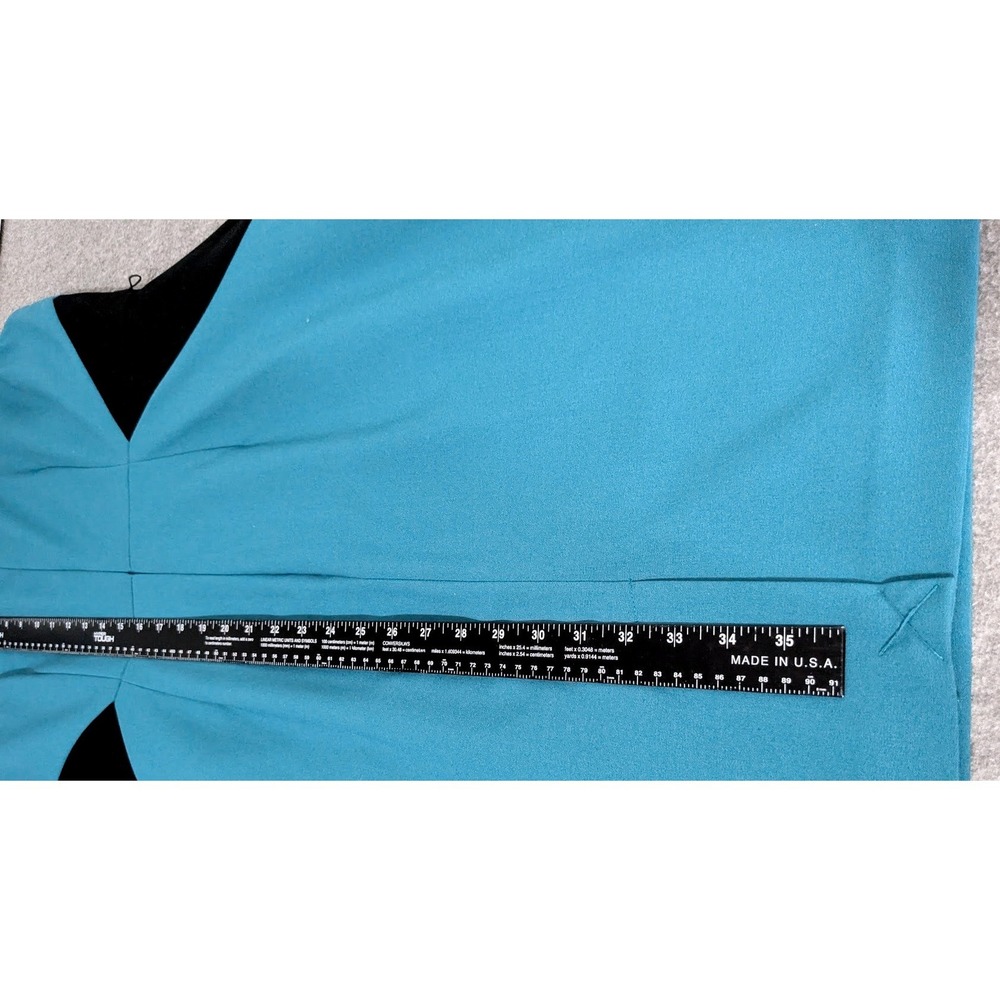 Calvin Klein Dress Size 14  Teal Blue Black Colorblock Sleeveless Sheath - Picture 9 of 9